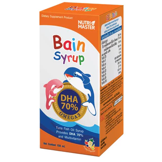 Bain Syrup DHA 70% 150 Ml เบนไซรัป Nutrimaster น้ำมันปลาทูน่า (ดีเอช เอ 70 %)