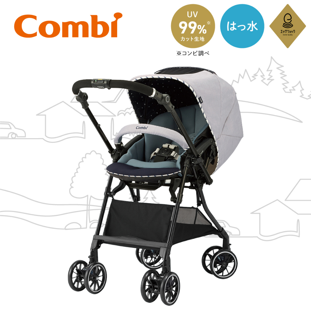 ส่งฟรีทั่วประเทศ !! Combi Stroller Lightweight White Label Sugocal 4 Cass Compact Egg Shock HS รุ่นอ