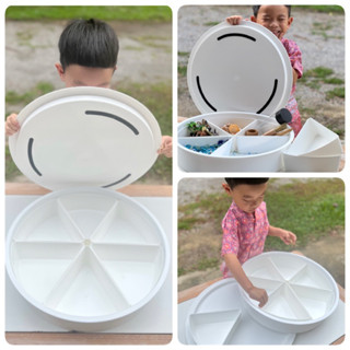 Sensory Play Tray ถาดกิจกรรมเอนกประสงค์พร้อมฝาปิด แบบแบ่ง6ช่อง montessori