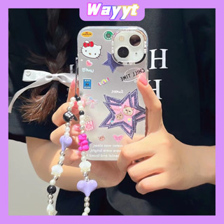 💖New 💖iPhone 14 13 12 11 Pro Max เคส for เคสไอโฟน11 แฟชั่น บางเบาพกพาง่าย น่ารัก เคทีแมว รูปดาว เนื้อแมท โซ่มุก Case