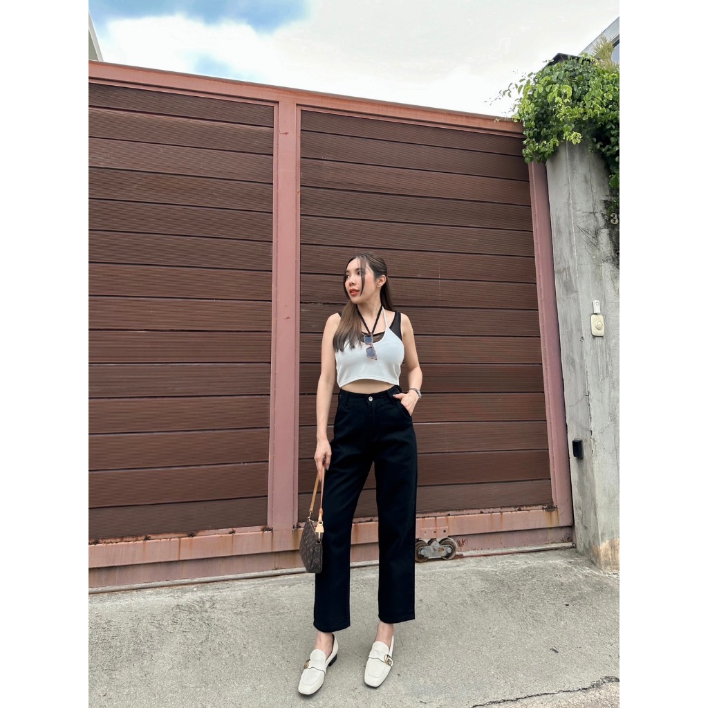 ยีนส์SARAN SR074 กางเกงยีนส์ทรงบอลลูนคุณใบสีดำ