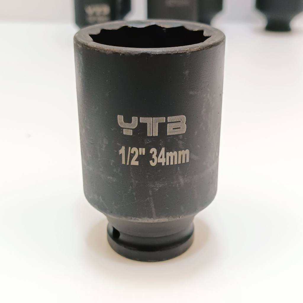 YTB ลูกบล็อกยาว บล็อกลม 1/2"(4หุน) 12 เหลี่ยม เบอร์ 34 มม. บล็อกแบต บล็อกไฟฟ้า (IMPACT SOCKET)