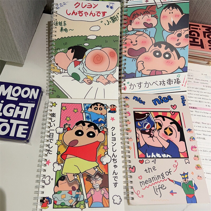 <เซ็ต4เล่ม> สมุดโน้ต ลายชินจัง สมุดบันทึก ขนาดA5 สมุดสันห่วง