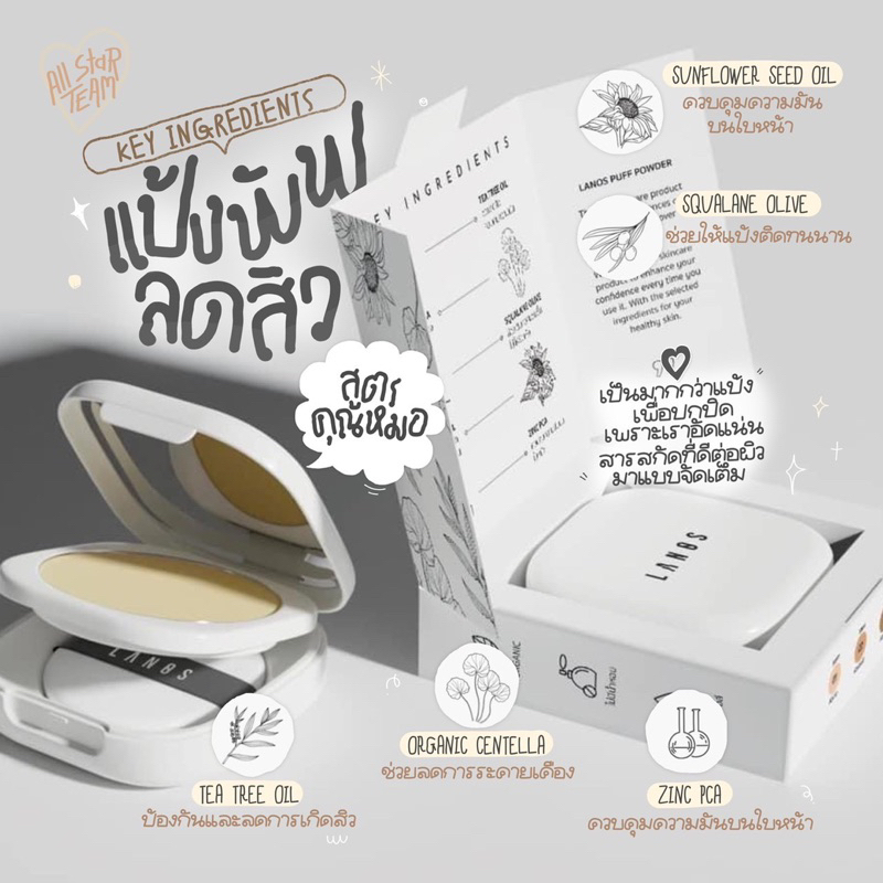 เบอร์02 แป้งพับลดสิว[แป้งLanos]สุตรคุณหมอ