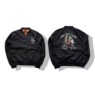 Ring Of Fire Black Bomber Jacket รอบอก 47”