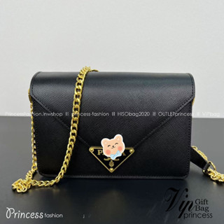 PD Envelope / PD Triangle Logo Envelope Flap Crossbody Bag / PD Saffiano leather shoulder bag พร้อมส่งที่ไทย