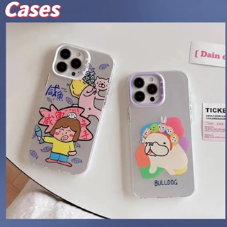 คูปองเคลม🎀คสไอโ case for iphone 11 12 ปลาการ์ตูนบูลด็อกปลาเค็ม เคส 14 13 12 11 pro max เคสมือถือกันกระแทก