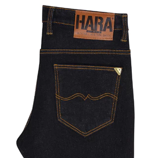 Hara HMV1-9005-02 กางเกงยีนส์ สีดาร์ค ด้ายทอง ทรงขากระบอก ปลายขาเล็ก 7.5 นิ้ว