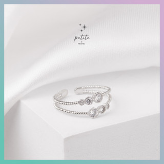 [petite by PRAKYRE] Geometric Multi Round Diamond Ring - แหวนมินิมอลเกาหลีรูปวงกลม สีเงินแต่งเพชร แหวนเกลียว ปรับไซส์ได้