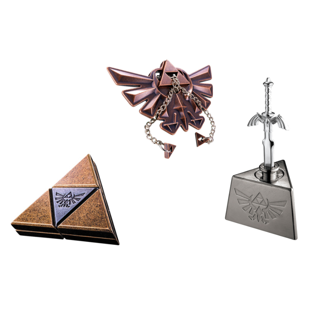 Huzzle The Legend of Zelda 3 Piece Set Hyrule Crest Triforce Master Sword Cast Puzzle Hanayama