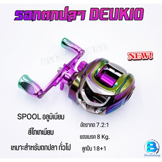 DEUKIO รอกตกปลา รอกหยดน้ำ รอกเบท สีไทเทเนียม มีทั้งซ้าย/ขวา