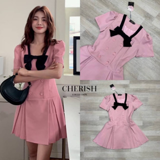 ราคาถูกที่สุด!! CHERISH เดรสสุดcute Black , Pink , Off-wite