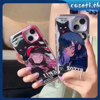 คูปองเคลม🎀เคสไอโ case for iphone 11 12 สาวน้อยน่ารักแมวน่ารัก เคส 14 13 12 11 pro max เคสมือถือกันกระแทกสี่มุม