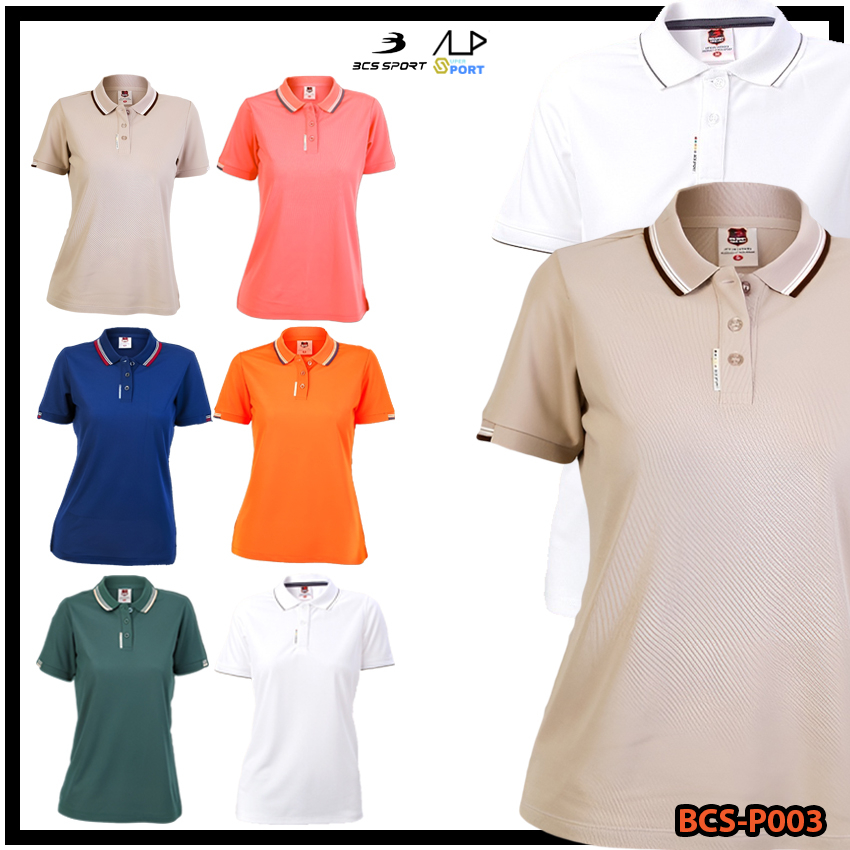 ลดโหดสูงสุด 1,000 บาท เสื้อคอโปโลแขนสั้น BCS SPORT หญิง PREMIUM POLO รุ่น P003 P003W S1 แท้100%
