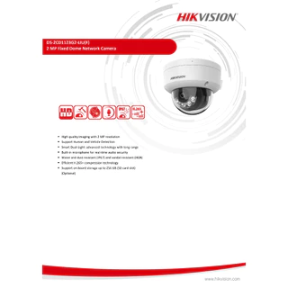 HIKVISION DS-2CD1123G2-LIU กล้องวงจรปิดระบบ IP 2 ล้านพิกเซล เลือกปรับโหมดภาพสี 24 ชม.หรือกลางคืนขาวดำได้ มีไมค์ในตัว