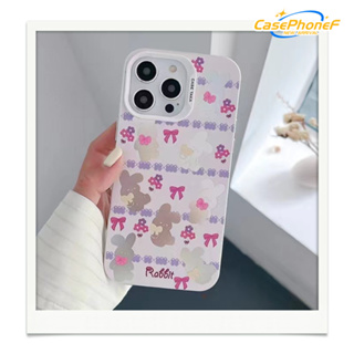 ✨ส่งของขวัญ✨เคส for iPhone 11 14 Pro Max Case for iPhone 12 13 ป้องกันการตก การป้องกัน พื้นผิวกระจก กระต่าย โบว์หูกระต่า