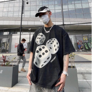 เสื้อยืดโอเวอร์ไซส์ god dice สตรีท y2k อปป้า เกาหลี stussy