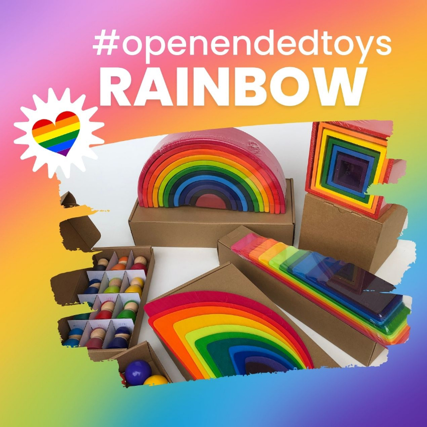 Montessori rainbow stack ชุดตัวบล็อกไม้ ตัวต่อเรนโบว์ ไซส์ใหญ่ พร้อมส่ง ของเล่นปลายเปิด