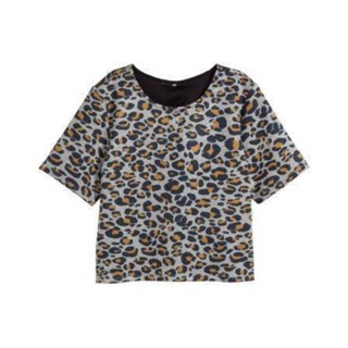 H : Grey Print Leopard Top (เสื้อยืดเสือ )