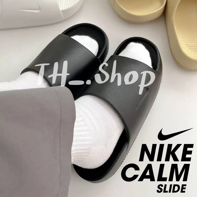 🔥เข้าไทยแล้ว🔥 Nike Calm Slide ผิวหยาบพื้นโลโก้ รองเท้าแตะลำลอง 2023 Unisex พร้อมกล่อง‼️