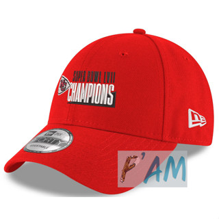 หมวกใหม่ แท้ NFL Mens New Era Red Kansas City Chiefs Super Bowl LVII Champions Slice 9FORTY Adjustable Hat