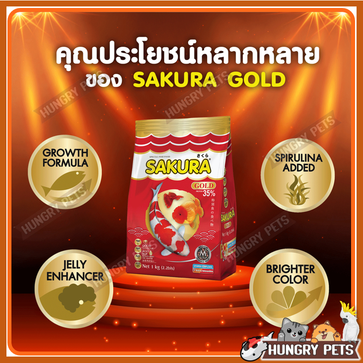 🔥ขนาด 2 KG เพิ่ม +200g.ในถุง🐠สูตรใหม่!! อาหารปลาซากุระ Sakura Gold ขนาด 1 กก. และ 2 กก. รูปที่ 7
