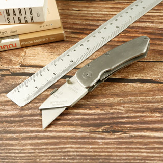 Stainless Steel Folding Utility Knife คัตเตอร์ Sk5 ผลิตจากสแตนเลส สำหรับงานตัดหนัก แข็งแรง ทนทาน เกรดพรีเมี่ยม แถมใบมีด