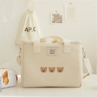 กระเป๋าผ้าแต่งรูปหมี รุ่น O พร้อมส่ง