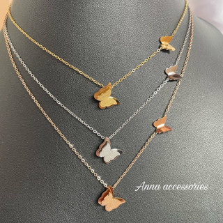 lovely necklace stainless |สร้อยคอสแตนเลสจี้ผีเสื้อ งานไม่ลอกไม่ดำ