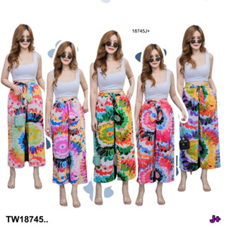 J18745 Set #สาวอวบ 2ชิ้น เสื้อสายเดี่ยวคอเหลี่ยม+ กางเกงขายาวพิมพ์ Set #Chubby girl Tank top, square neck + printed pant