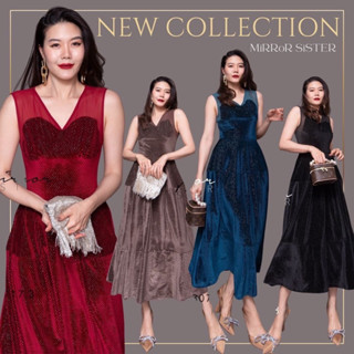 MiRRoRSiSTERs DaVi VeLVeT GoLDeN DReSS #30717.3 เดรสออกงานเนื้อผ้าvelvet