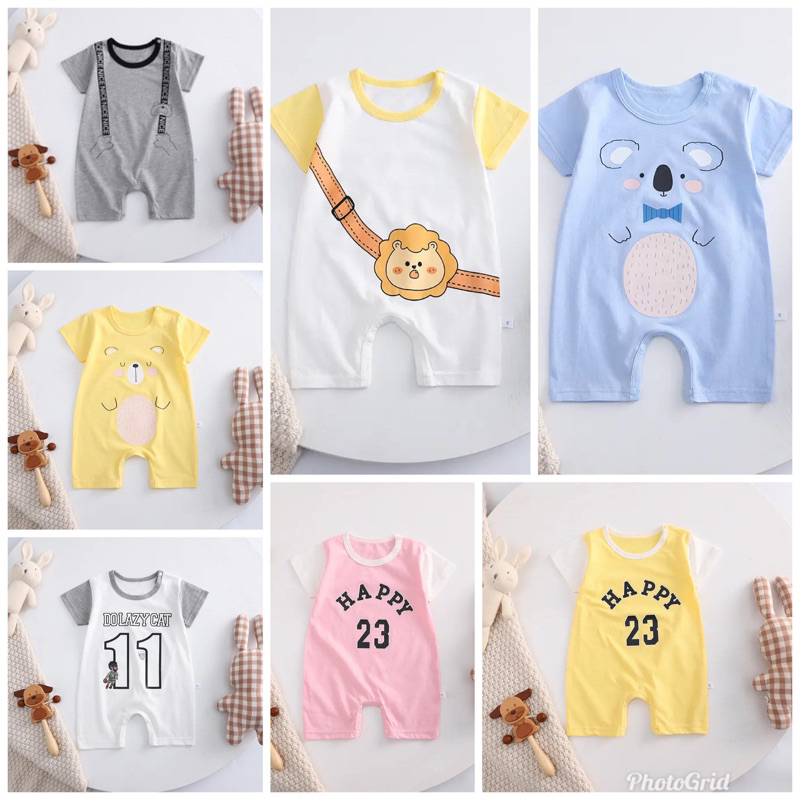 [พร้อมส่ง] ชุดรอมเปอร์เด็ก บอดี้สูทเด็ก รุ่นแขนสั้น ขาสั้น กระดุมไหล่