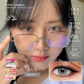 คอนแทคเลนส์ Big eye รุ่น mini AvA ยี่ห้อ Kitty Kawaii สายฝ. รุ่นสุดฮิตตลอดกาล มีสี เทา ตาล มีค่าสายตา (-0.50)ถึง(-1000)