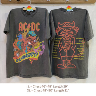 เสื้อยืดฟอกวินเทจ ACDC - Are you ready? (ป้าย Brockum)