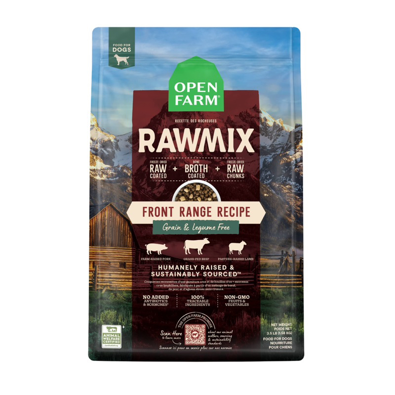 อาหารสุนัข Open Farm สูตร Raw Mix Grain & Legume Free Front Range Recipe ขนาด 1.58 kg