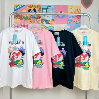 เสื้อยืดโอเวอร์ไซส์ เงือกน้อย อก 44-46" ยาว 28" สกรีน DFT ผ้า cotton100% ป้าย Jelly Bean