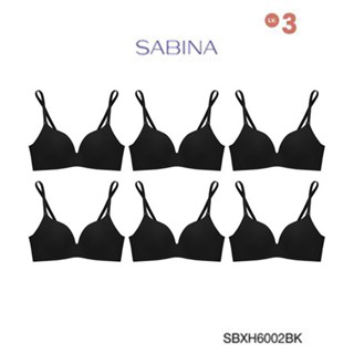 Sabina เสื้อชั้นใน (Set 6 ชิ้น) Invisible Wire (ไม่มีโครง) รุ่น Soft Doomm รหัส SBXH6002BK สีดำ