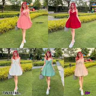 J18748 เดรสสายเดี่ยว กระโปรงบอลลูน Camisole dress, balloon skirt