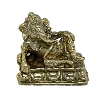 พระพิฆเนศ ปางเสวยสุข ปางเอกเขนก วัสดุทองเหลือง สูง 1.9 ซม. Ganesha Mini Brass Statue #25 Home Decor by Boss