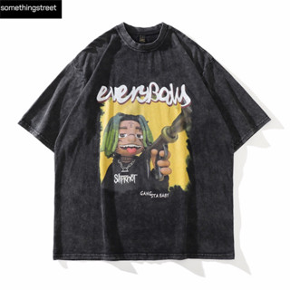 เสื้อยืดโอเวอร์ไซส์ gangsta baby สตรีท y2k อปป้า เกาหลี