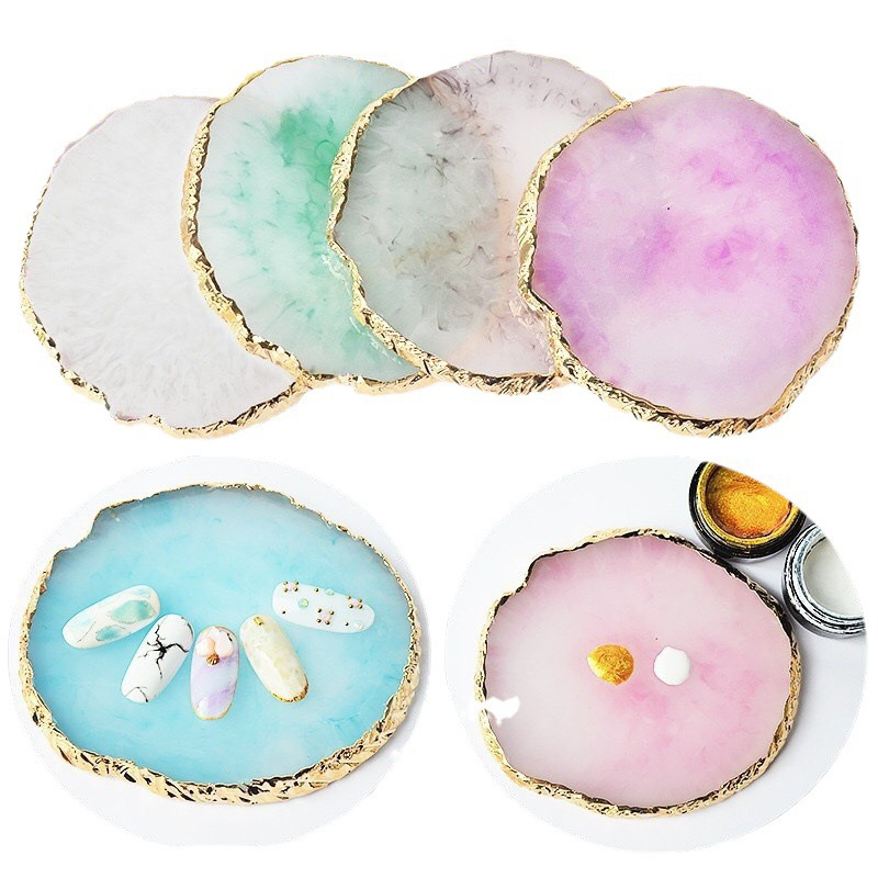 จานเรซิ่นผสมสีเจล อุปกรณ์สำหรับตกแต่งเล็บ โชว์เล็บพร๊อพถ่ายรูปเล็บมี 6สีสวยๆ   พร้อมส่งในไทย