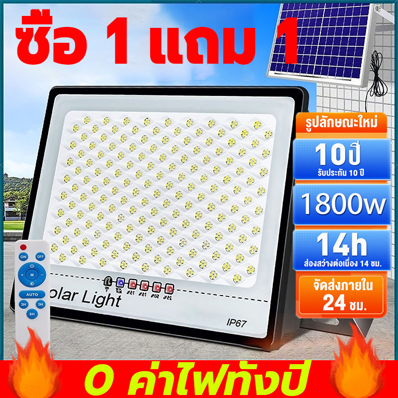 ไฟโซล่าเซลล์ สว่างสุดๆ โซล่าเซลล์ 1000W ไฟพร้อมแผง โคมไฟโซล่าเซลล์ Solar Light ไฟสปอต กันน้ำ กันฝุ่น