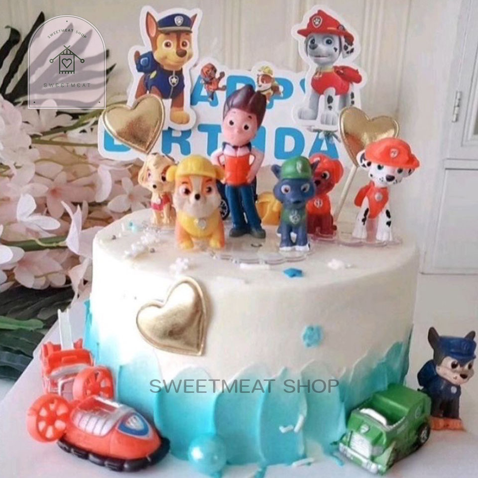 ตุ๊กตาPawPatrol โมเดลPawPatrol (ทำจากพลาสติกหนา) 1เซท8ชิ้น มีฐานรองให้ แต่งเค้ก