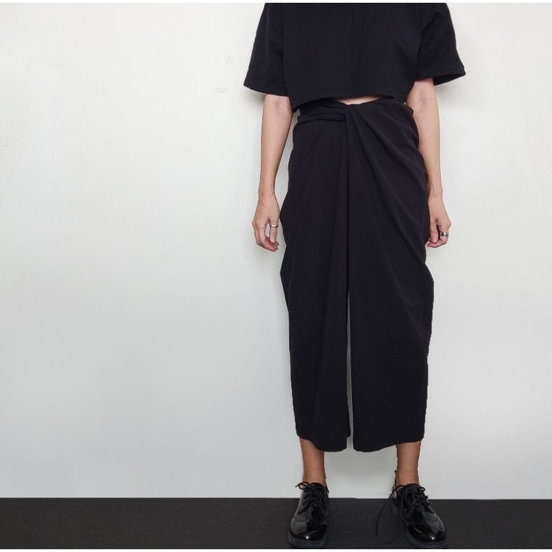 Wonder wrap Pants Linen cotton Black