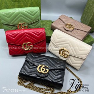 GUCCl GG Marmont Chain Wallet Matelasse Mini Soft  Leather / GUCCl WOC เกรดออรินอล งานหนังสวยมากค่ะ ละมุนที่สุด ใส่บัตร