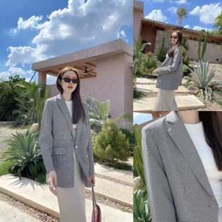 SLYQ MILANO HOUNDSTOOTH OVERSIZED BLAZER เสื้อคลุมเบลเซอร์แขนยาวทรงโอเวอร์ไซส์