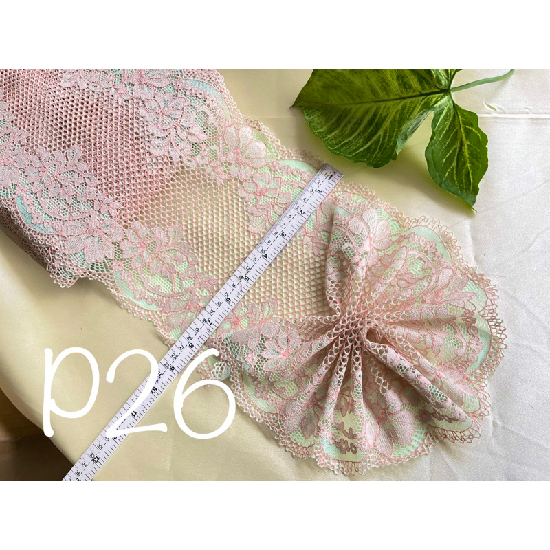 ลูกไม้ต่อชาย มีลายเข้าใหม่ สีชมพู และโอรส กว้าง6-7นิ้ว พร้อมส่ง
