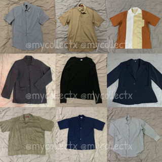 เสื้อเชิร์ตแขนสั้นยาวสเวตเตอร์สูทแท้ H&amp;M Uniqlo Highest Jump Frank Gureto Sweater Shirt ลายทางเบจดำกรม มือ1&amp;2สภาพดีมาก