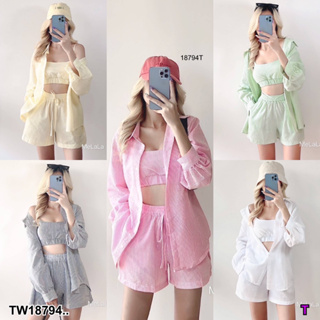 MF18794  New ! Summer Shirt Set 3 ชิ้น ชุดเซทงานสามชิ้น  รุ่นนี้น่ารักแบบต้องเอฟรัวๆ ใส่ได้แบบ everyday look ดูดีดูแพง เ