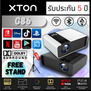 💝รับประกัน 5 ปี 💝 6000 lumens G86 Projector FULL HD 1080P Android Mini Projector WIFI LCD A80 Protable เครื่องฉาย